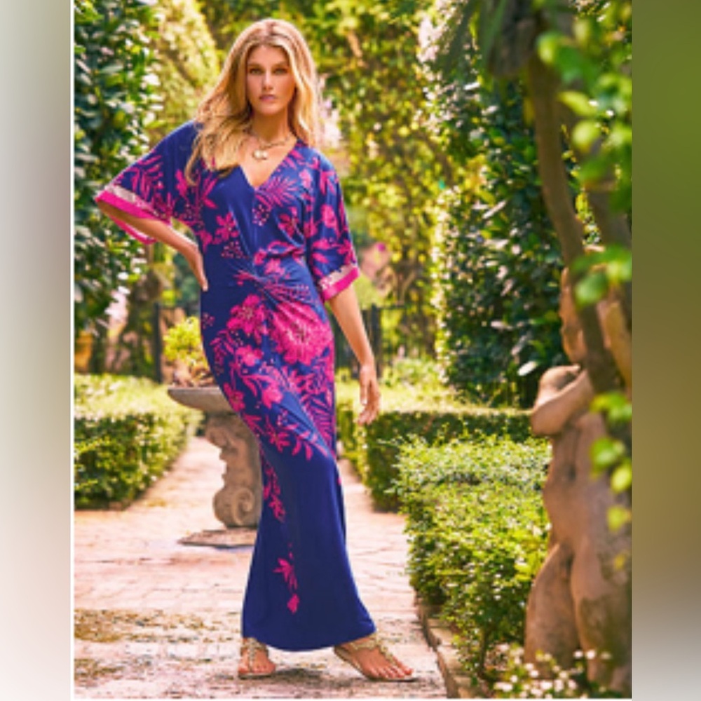 Lilly Pulitzer Vibrant Blue and Pink Maxi Dress 14